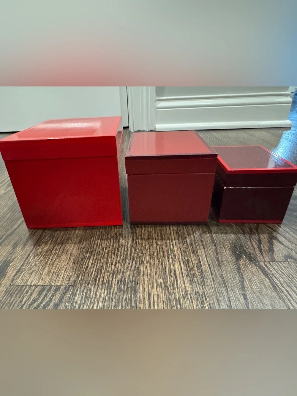 West Elm • Set of 3 Nesting Lacquer Boxes With Lids Jewelry Trinket Decor